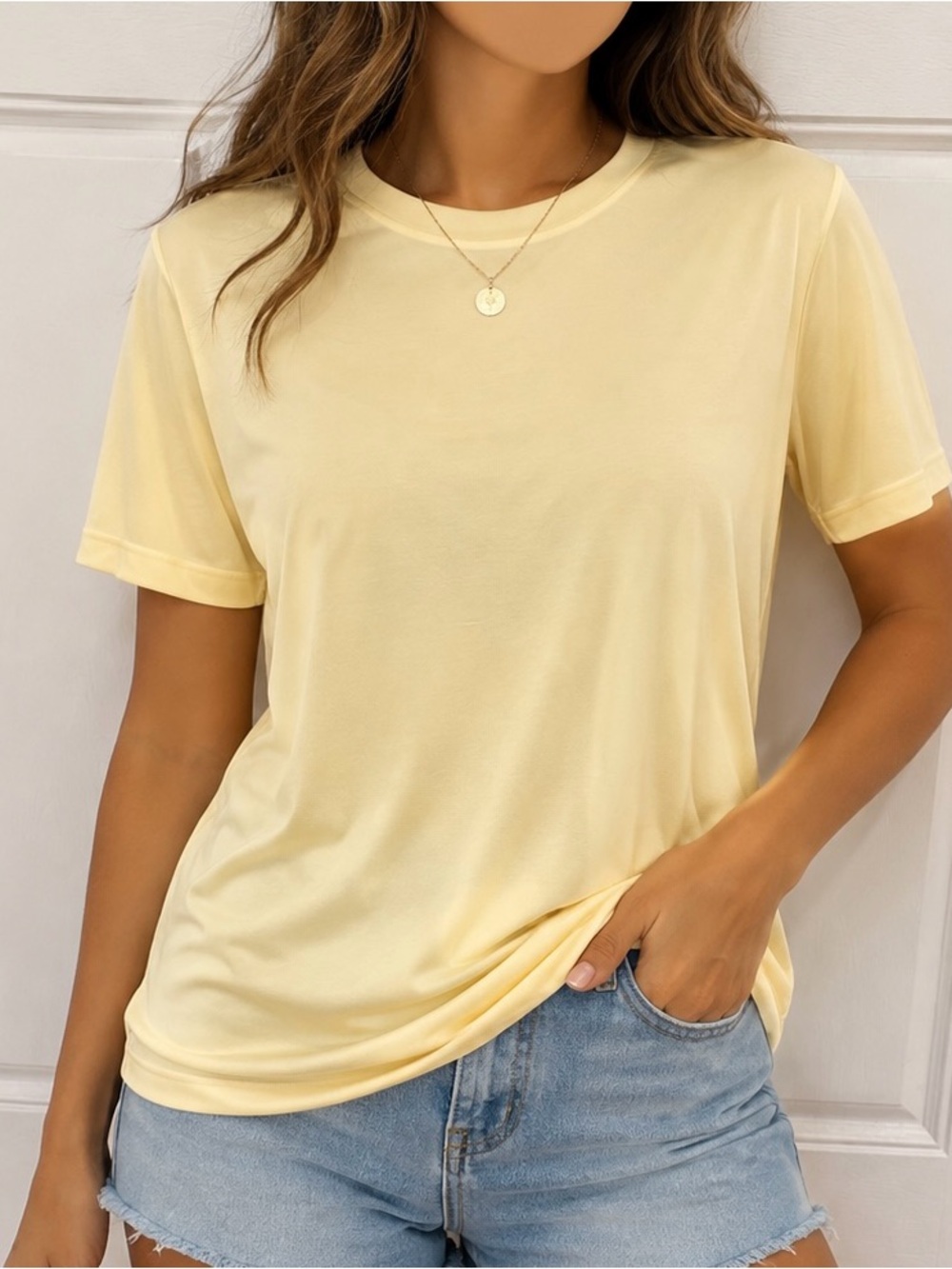 tek gear Pale Yellow Short Sleeve Crewneck Tee